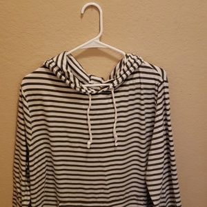 Gray and white striped hoodie